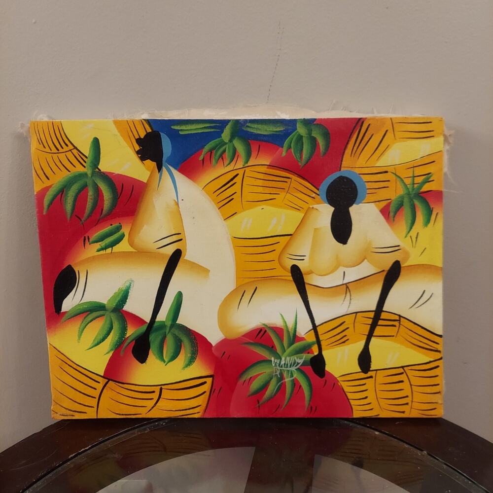 Wandy Rid Signed Traditional Caribbean Oil Painting, Fruit Serenade, 12" x 16"